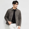 Men's Premium Sheepskin Suede Leather Jacket in Refined Graphite - Autumn Biker's Coat