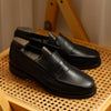 Classic Men's Black British-Style Leather Shoes - Vintage elegance and style for men, high-quality cowhide leather, durable rubber sole.