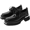 Classic British Style Thick Sole Leather Shoes in Black - Premium Quality Rubber Sole, Square Toe Design, Sturdy Heel - Men's Fashion Footwear