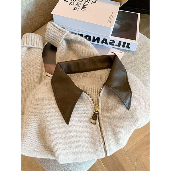 Cozy Style Elegant Cardigan Sweater in Red, Brown, Apricot, or Black for Women - Sizes S-2XL. High-quality Polyester layering essential.