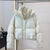 Chic Slimming Hooded Down Coat with White Duck Filling, Milky White, M - XL, Thick Polyester Fabric - Women's Winter Outerwear