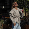 Chic Faux Leather Women's Jacket in Retro Style, 3D Pattern, Various Colors, Medium Thickness