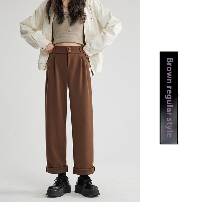 Autumn And Winter Thick Suit Woolen High Waist Slimming Drooping Straight Loose Casual Pants