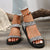 Women's Chunky Sole Leopard Print Sandals with Black Flower Design