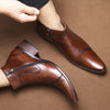 Korean Style Men's Leather Boots - Black & Brown Options - Comfortable & Fashionable Footwear - Available in Various Sizes