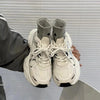 Breathable Beige Platform Shoes with Muffin Heel & Lace-Up Design