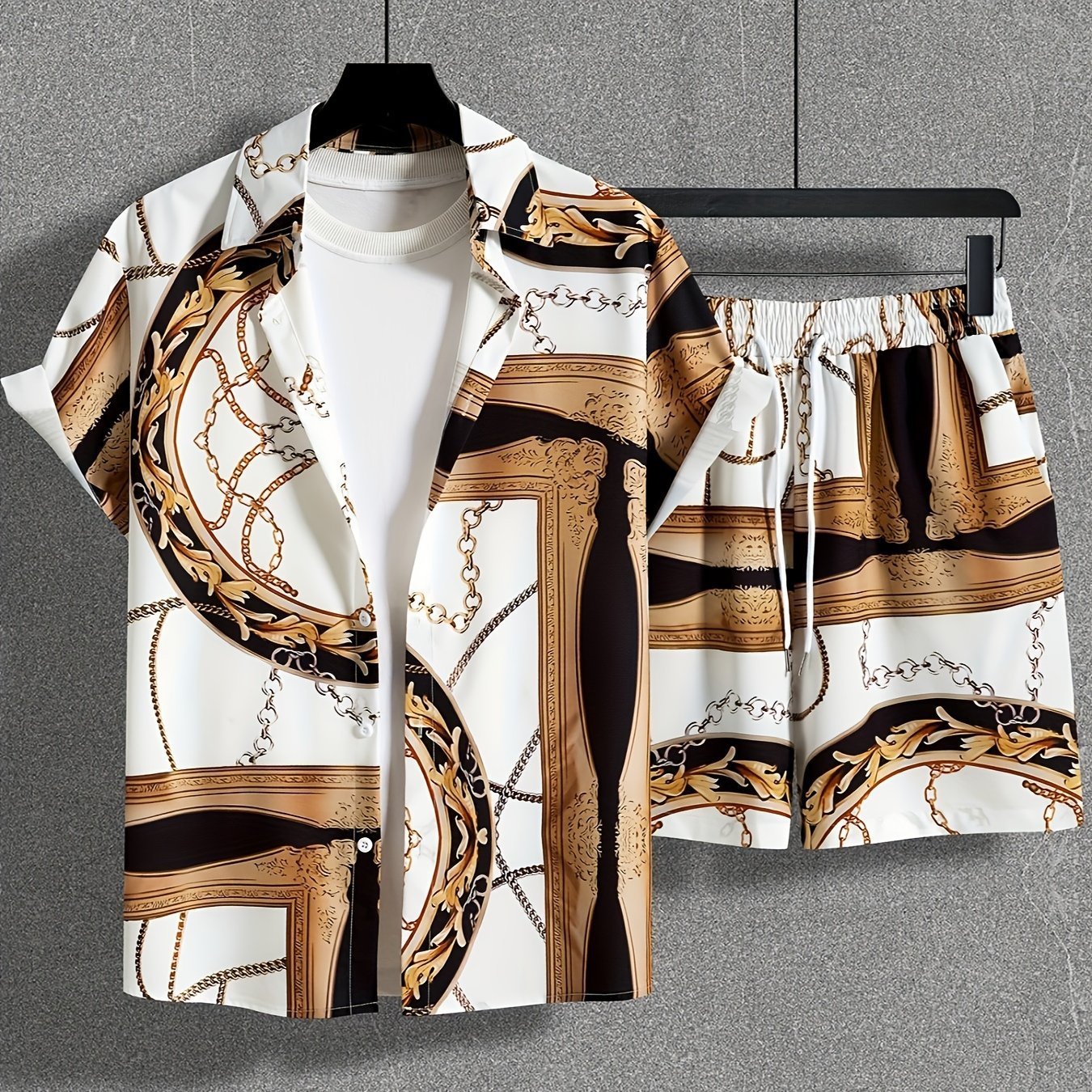 Men's Casual Suit 3D Digital Printing Short Sleeve Shirt Hawaii Suit