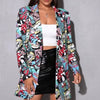 Stylish Printed Slim-Fit Casual Jacket for Women - Array of Colors and Sizes, White Letters and Pattern - Polyester, Long Sleeves - Elegant Fashion Piece