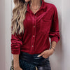 Chic Autumn Velvet Cardigan in Green: Lapel, Long-Sleeve, Solid Color.