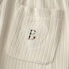 Men's Corduroy Sweatpants with Fashion Brand Embroidery in Apricot/Brown - High-Quality Cotton Blend - Straight Cut - Youth Sizes