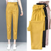 Women's Slim Fit High Waist Harem Pants - Versatile & Trendy Cropped Trousers in Vibrant Colors for Modern Fashion - Plus Size Available