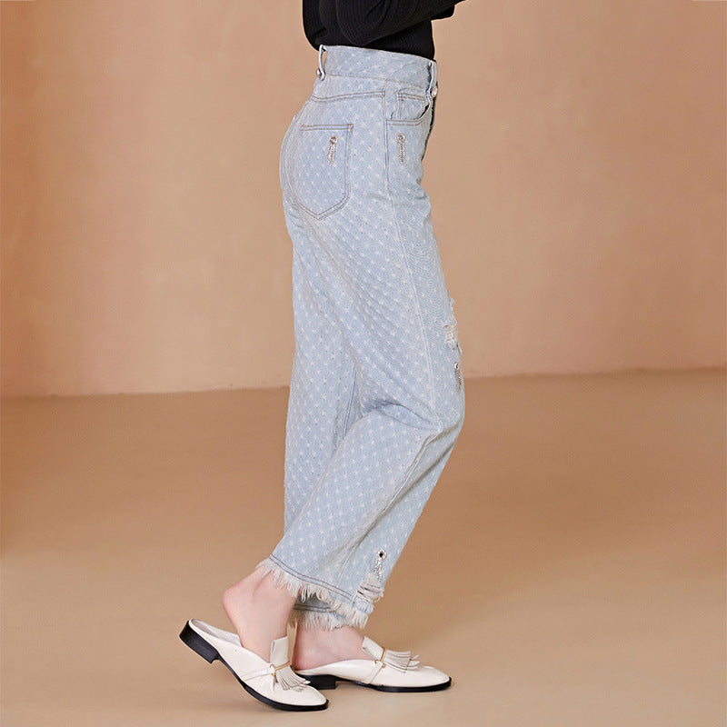 Versatile Chain Frayed Casual Pants