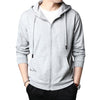 Men's Fleece-Lined Hooded Cardigan Sweatshirt in Black, Gray, or Red - Plus Size - Stylish Polyester Top