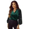 Chic Autumn Long-sleeve Solid Color Women's Shirt in Slim Fit - Polyester Fabric with Sequin Accents