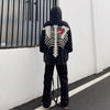 Unique Bone-Heart Printed Hoodie in Black - Gothic Skeleton Design - 100% Cotton - Casual & Stylish Sweatshirt
