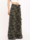 Wide-Leg Camo Cargo Pants, Retro Style, Green Camo Print, Urban Edgy Look, Sizes S- XL, Trendy Straight-Leg Fashion