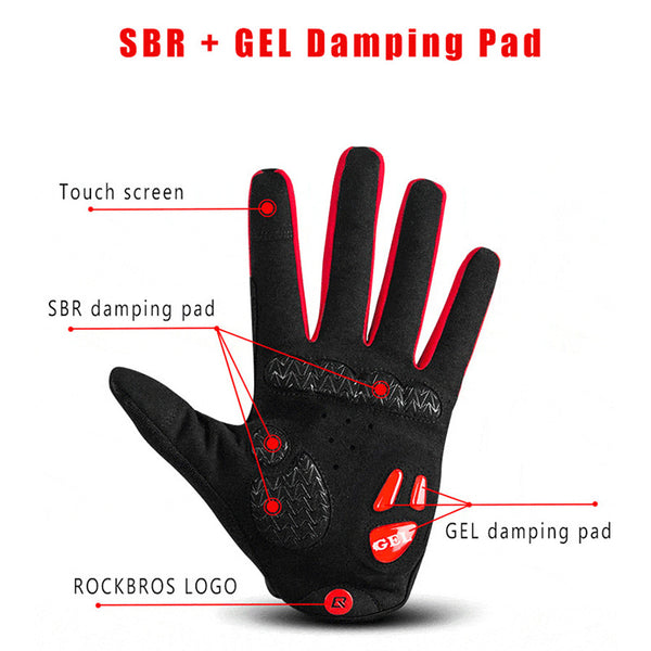 High-Quality Fleece Full Finger Biking Gloves with Gel Padding and Touchscreen Compatibility. Ideal for All Seasons.