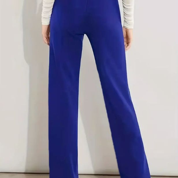 High Waist Slimming Casual Solid Color Straight-leg Trousers Four Seasons Stretch