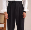 Men's Dark Gray Herringbone Straight-Fit Trousers for Casual Style