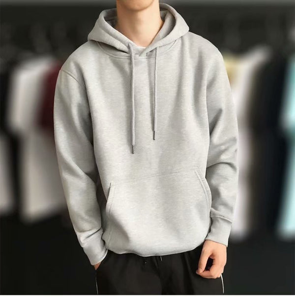 Stylish Fleece Hooded Sweater for Men - Korean Fashion, White Pattern, Loose Fit, Spring/Autumn Wear