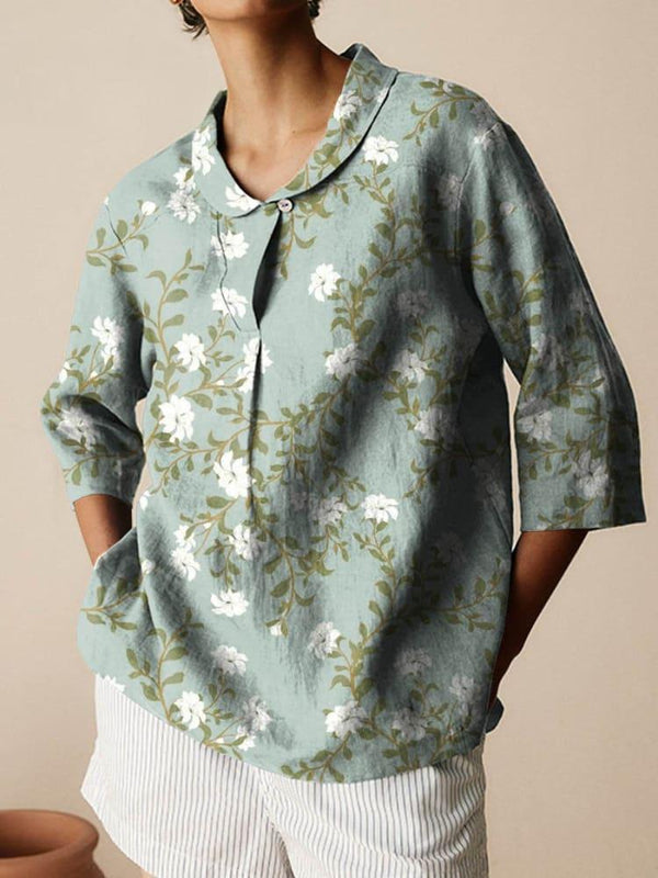Retro Slub Linen Shirt for Autumn Casual Wear