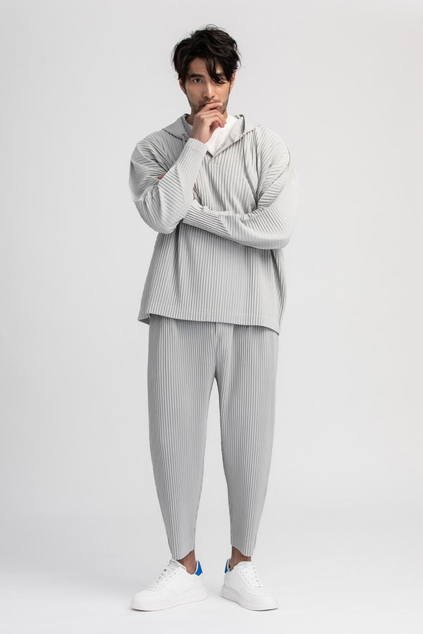 Men's Drawstring Trousers - Quick-Dry & Wrinkle-Resistant - Black or White-Grey - Casual Style - Asian Sizes - Comfort-Fit