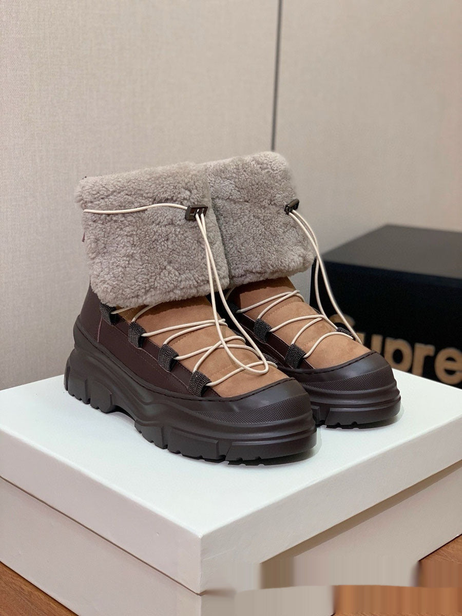 European And American Winter Fur Ankle Boots For Women