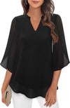 Radiant Petal-Sleeve V-neck Chiffon Top for Women