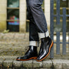 Men's High-Top British Cowhide Leather Boots in Dark Brown - Durable, Breathable, and Stylish Lace-Up Boots for Men.