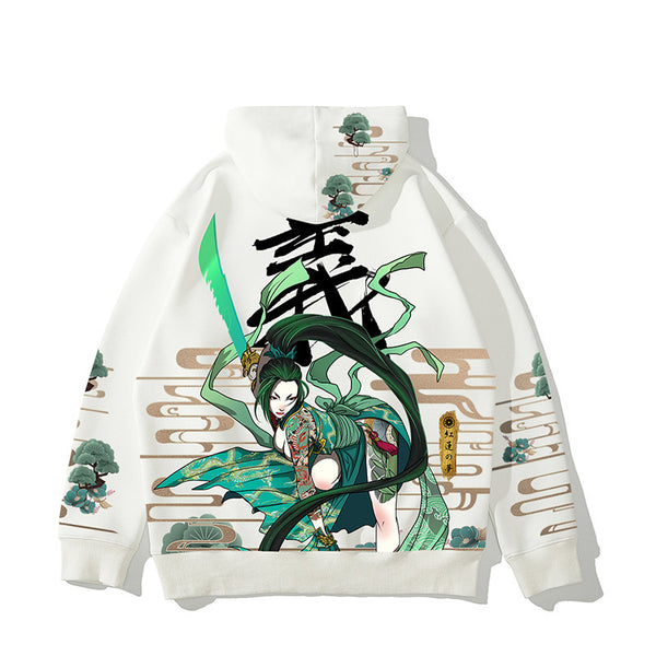 Traditional Guan Yu Chinese Hoodie - Eastern Style Unisex Sweatshirt Close-up