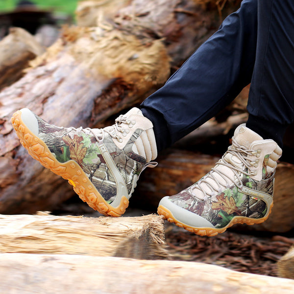 Waterproof High-Top Men's Hiking Shoes with Non-Slip Rubber Soles