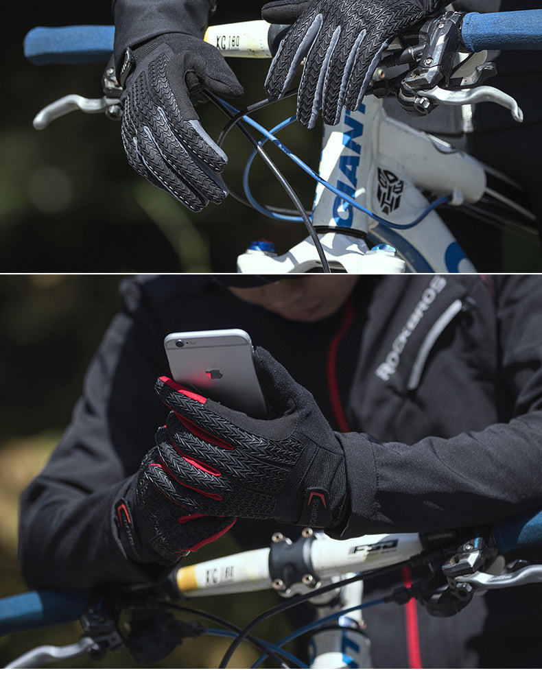 Riding fleece full finger gloves bike