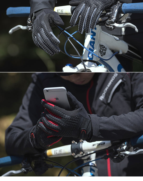 High-Quality Full Finger Biking Gloves with Gel Padding and Touchscreen Compatibility for All Seasons