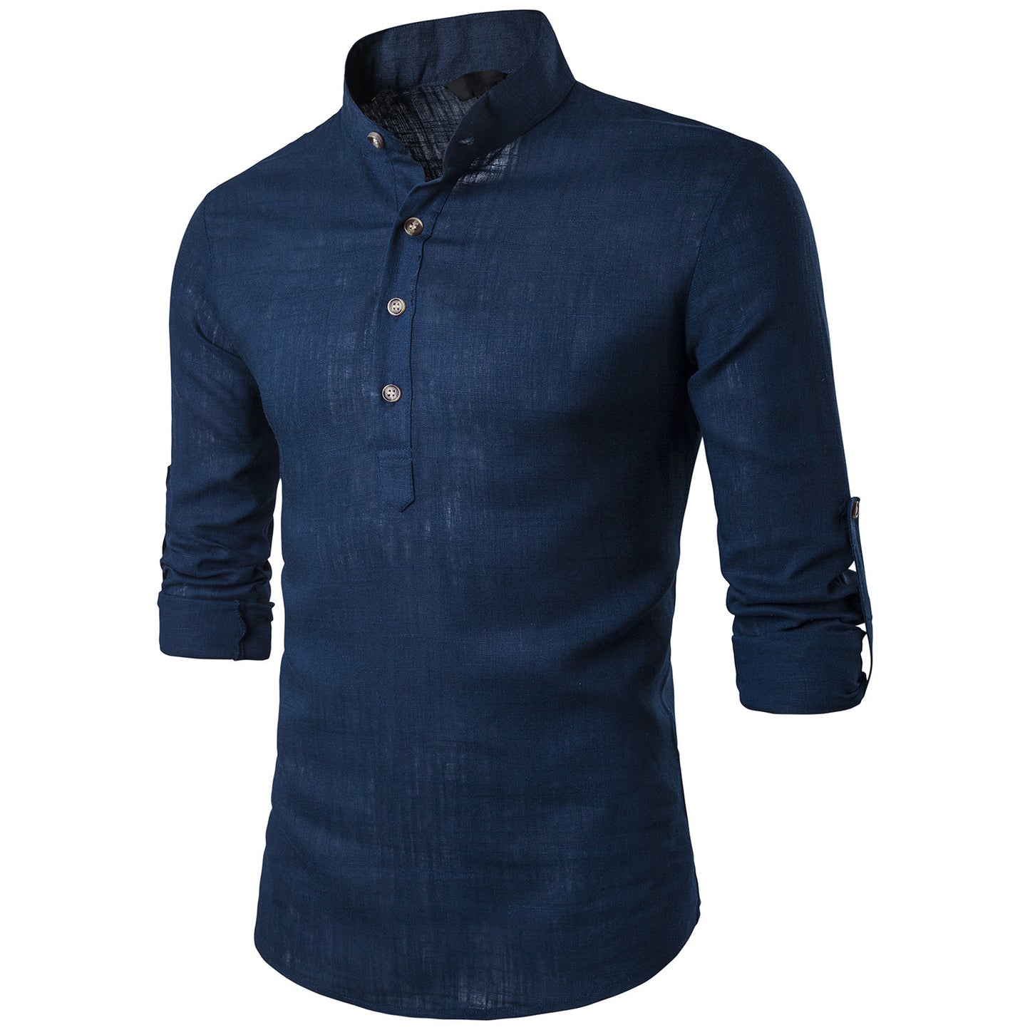 Men casual Shirt Cotton Linen Blended Mandarin Collar Breathable Comfy Traditional Chinese Style long sleeve shirts EU size