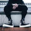 Men's Korean Canvas High-Top Sneakers, Ninja Black. Handmade, Comfortable, Trendy Shoes. Sizes 35-44.