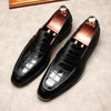 Elegant Men's Crocodile Pattern Genuine Leather Business Shoes - Black Brown-Red Brown-Yellow.