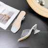 Chic Silver Plus Size Summer Sandals with Transparent Strap, Pointed Toe - Women's Fashion Statement