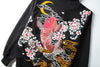 Premium Koi Fish Embroidered Hoodie Cardigan in Classic Black Cotton - Size M to 3XL