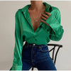 Autumn Long Sleeve Polo Collar Shirt in Vibrant Colors - Women's Polyester Shirt - Fall Fashion Essential - Multiple Sizes Available