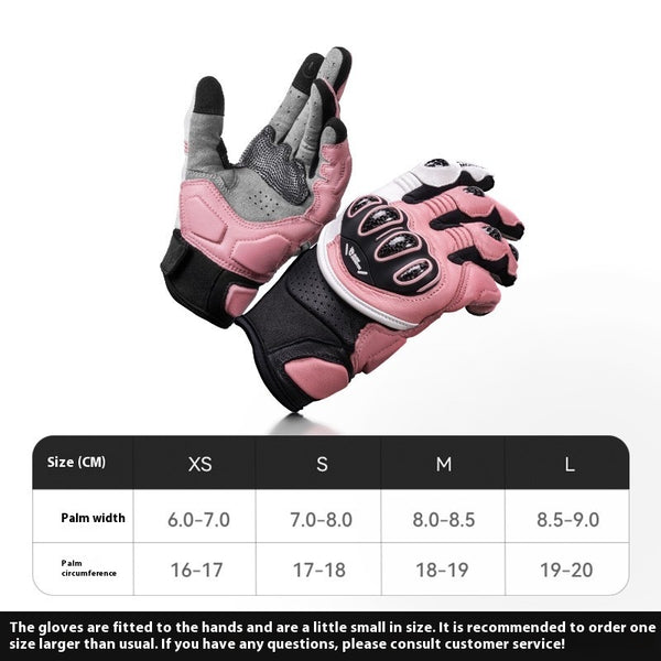 High-Quality Carbon Fiber Motorcycle Gloves in Lucent White color - Impact Resistant. Sizes from S to 2XL. Ideal for biking adventures.