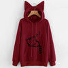 Cute Cat Ear Women's Hoodie with Cotton Blend - Cozy and stylish sweatshirt with unique cat ear design for casual wear.
