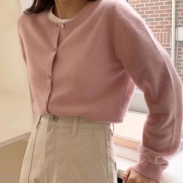 Stylish Velvet Cardigan - Women's Raccoon Wool Sweater, Warm Winter Fashion.