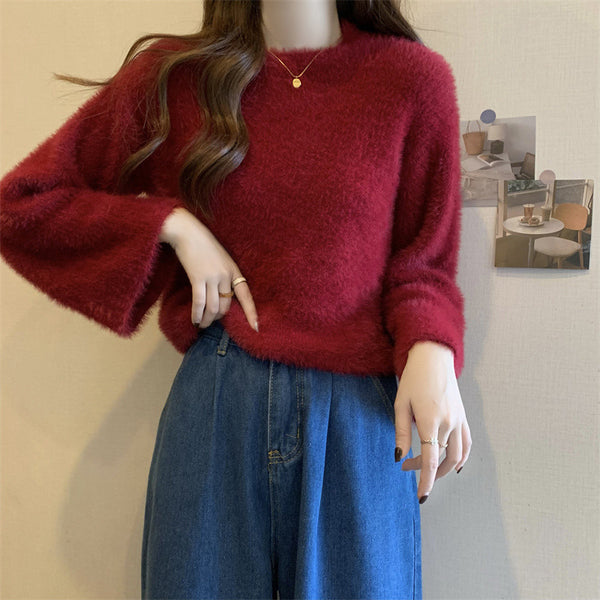 Chic Short Knitted Top in Dark Red - Urban Style with Tassels - Women's Fashion - Long Sleeve Pullover - Shop Now!