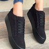 Women's Plus Size Rhinestone Lace-Up Sport Shoes in Black - Stylish and wear-resistant pumps for versatile sports activities.
