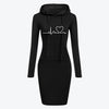 Cozy Autumn-Winter Women's Hoodie Dress made of durable polyester - Trendy, Comfortable Hooded Sweatshirt Dress in Various Sizes.