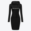 Cozy Women's Hooded Fleece Sweatshirt Dress - Autumn-Winter Fashion