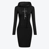 Cozy Women's Hoodie Dress for Autumn/Winter, Plus Size, Polyester Blend, Stylish & Comfortable, Long Sleeve Sweatshirt