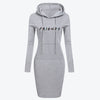Women's Hooded Sweatshirt Dress ideal for autumn-winter, loose fit medium-length style, Polyester fabric for comfort and durability