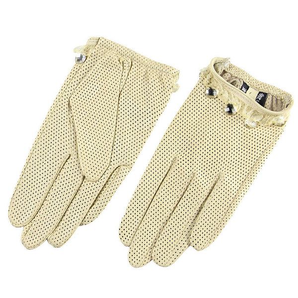 Women's Sheepskin Leather Touch Screen Gloves - Breathable, Elegant, Winter Fashion Accessory
