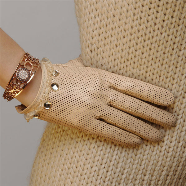 Women's Sheepskin Touch Screen Gloves for Winter - Breathable, High-Quality, and Elegant Fashion Accessories